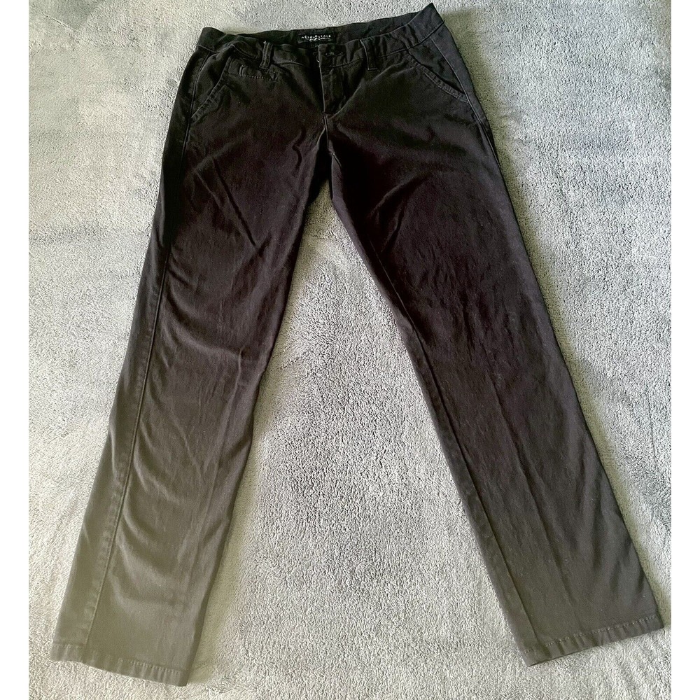 Aeropostale Flat Front Black Style Pants Size 6 Short Lightly Worn